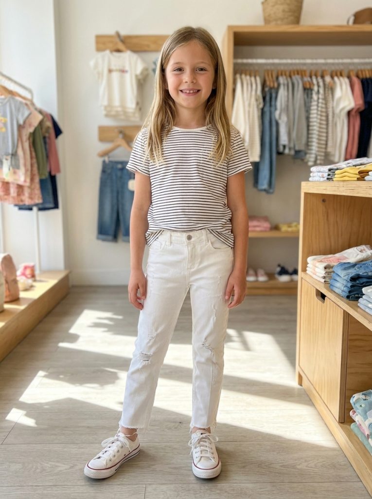 Zara Girls Distressed Skinny Jeans – Size 7Y (122cm) – White